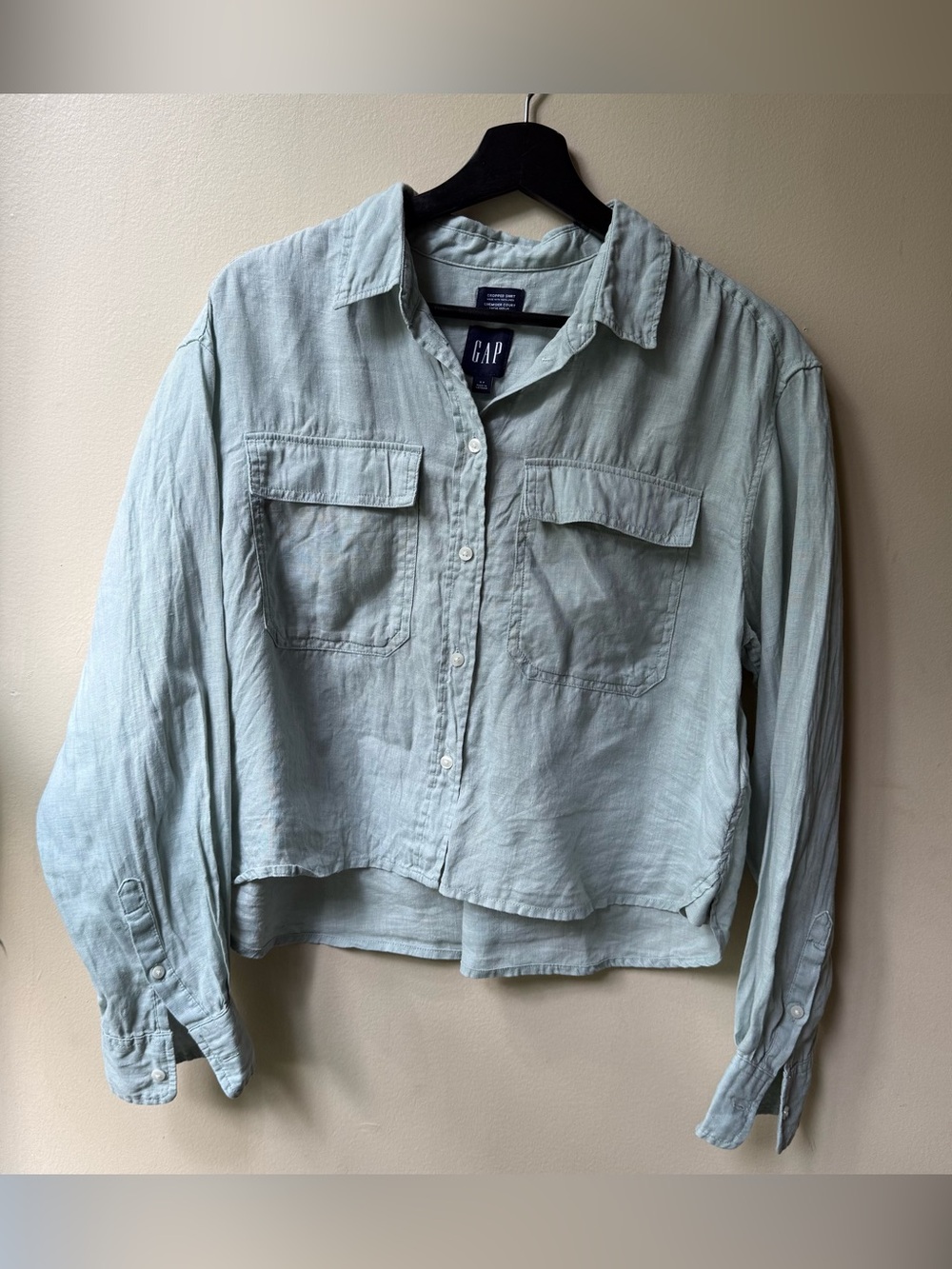 GAP Pale Aqua Button-Front Utility Shirt